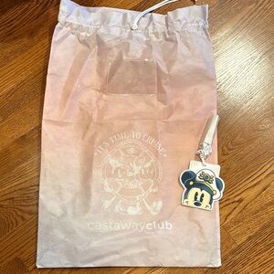 Disney Cruise Line Pearl Castaway Club Drawstring Bag with lanyard
